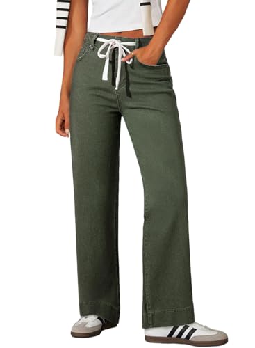 Sidefeel Women's Wide Leg Jeans High Waisted Stretchy Straight Leg