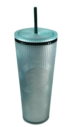 Starbucks Spring Collection 2024 Soft Touch Green Scales Tumbler Cup Drink with Straw, 24oz