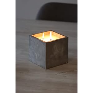 Große 3 Docht Design Kerze aus Beton Würfel und Topf Gedankenwunder Manufaktur