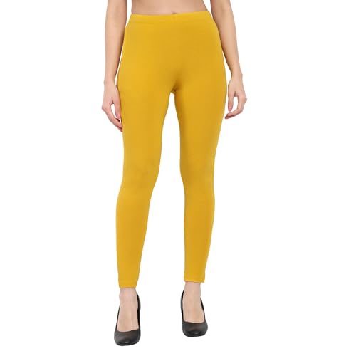 Image of ONE SKY Women Full Length Leggings | Cotton Modal Spandex Blend | High Waist Stretchable & Bio-Washed Fabric | Colour-Lock Technology | Comfortable Leggings for Women