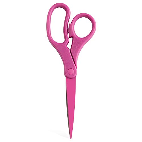Jam Paper Multi-Purpose Precision Scissors - 8 Inch - Fuchsia Pink - Ergonomic Handle & Stainless Steel Blades - Sold Individually #TOP27