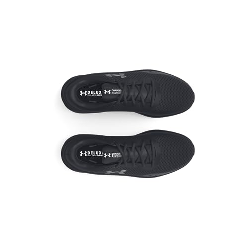 Under Armour UA W Charged Pursuit 3 Chaussures de sport pour femmes, baskets légères et confortables, noir/noir/argent métallisé