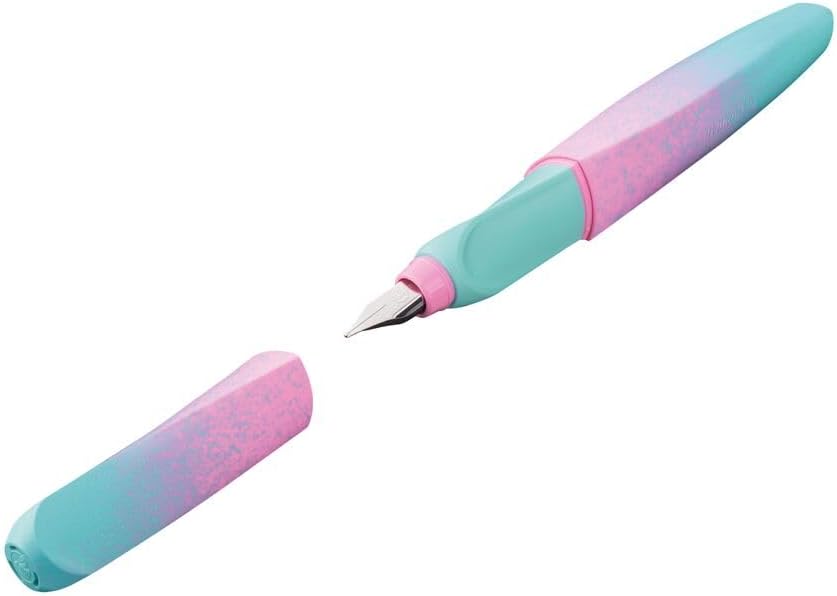 Pelikan Twist Colour Edition Fountain Pen Stainless Steel Nib M Line Width Includes Ink Cartridge Mint / Rose