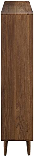Image of Transmit Mid-Century Offset Cube Wood Bookcase in Walnut Display Space for Books, Photo Frames for Living Room, Study, Home Office, 11.5 inch D X 45 inch W X 52.5 inch H
