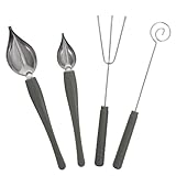 HOMSFOU 4 Stück Edelstahl Dessert Deko Werkzeugset mit Soßenmallöffel Schokoladengabeln Leicht Rostfrei für Kuchen Kaffee und Westliche Gerichte