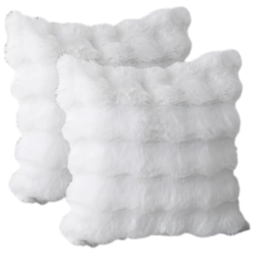 Emilie-Textil Kunstfell Sofakissenbezug 2er Set, Langhaarige Vorderseite &...