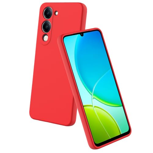 Image of Back Cover for Vivo Y04 4G | Full Camera Protection | Premium Liquid Silicon Case | Flexible Bumper Case for Vivo Y04 4G / Y19e 4G / Y19 5G / Y29s 5G / T4 Lite 5G / iQOO Z10 Lite 5G (Red)