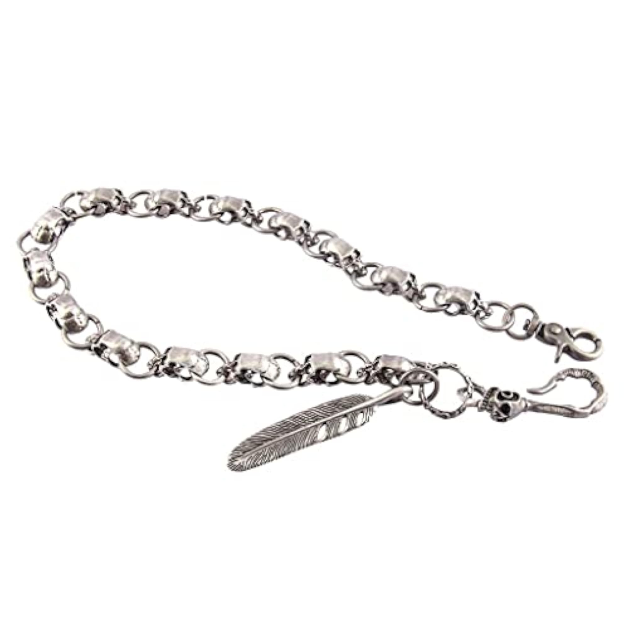 Men's Antique Silver Skull Punk Chain Wallet Jewelry