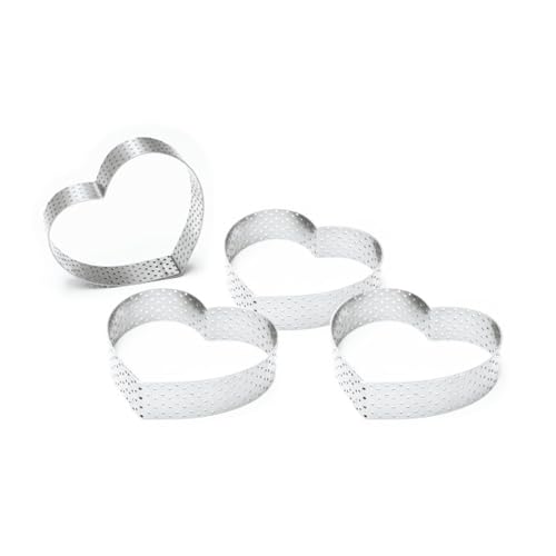 SCRAP COOKING ScrapCooking 1323 Perforated Heart Tart Circles 8.5 x 7.5 cm Stainless Steel Frame Moulds for Baking Uniform Baking Accessories Cake Dessert