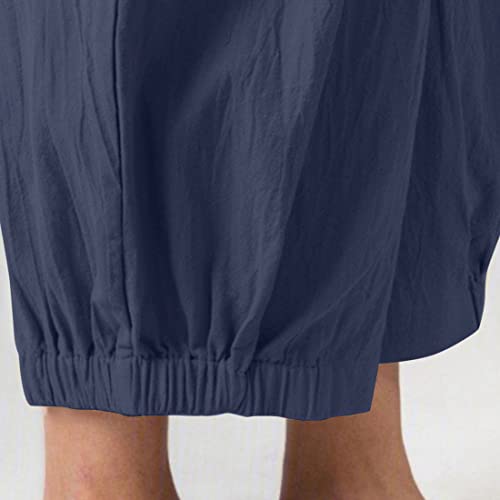 Image of Bozanly Summer Capri Pants for Women Casual Elastic Waist Cotton Linen Comfy Yoga Crop Pants Trousers 2026