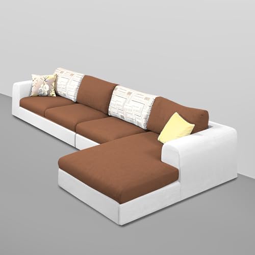 Image of Koza RHS 8 Seater L Shape Sofa Set with Center Table for Living Room (Brown Grey Fabric) Premium Fabric Sofa