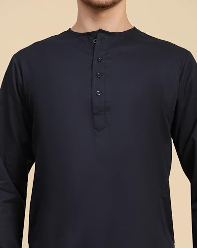 Image of SKAVIJ Men's Pure Cotton Solid Kurta Pajama Set Round Neck Casual Yoga Dress