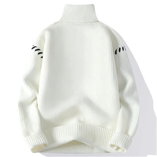 Men's Loose Turtleneck Knit Sweater Casual Pullover Warm Patchwork Design Autumn Winter Jumper3