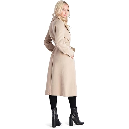 TAHARI Juliette Women's Wool Blend Double Face Faux Leather Trim Belted Coat3
