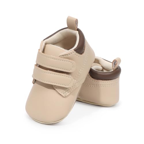 Image of HsdsBebe Baby Boys Girls Pu Leather Hard Bottom Walking Sneakers Toddler Rubber Sole First Walkers Infant Cartoon Slippers Crib Shoes