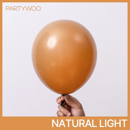 Image of PartyWoo Tan Balloons 101 pcs 12 Inch Boho Neutral Light Brown Coffee Fall Latex Helium Balloons for Graduation Birthday Safari Boy Baby Shower Jungle Cowgirl Woodland Party Decorations Brown-F10