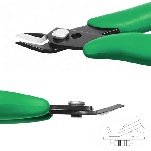 Image of Micro Wire Cutter 5-inch,Precision Flush Cut Nippers,Small Side Cutting Pliers for Jewelry,Electronics,3D Printing,Plastic Models,Green