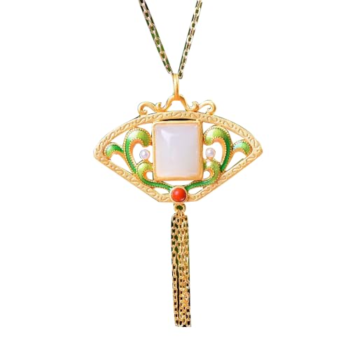 Collier Hetian Jade anti-ternissement en argent plaqué or