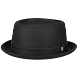LIERYS Panno Wool Pork Pie Filzhut Temperaturregulierend Hut Made in Italy Damen Herren Herbst Frühling Fedora schwarz XL (60-61 cm)