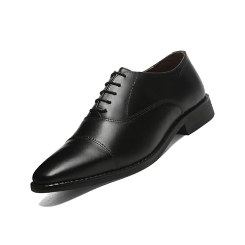 Image of LOUIS STITCH Formal Lace Up Shoes for Men | Handcrafted Italian Leather Mens Derby Shoes | Obsidian Black | RXCTJB
