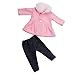MagiDeal Vêtements de Poupée en Tissu Mini-poupées Accessoire pour Fille Doll 18 Pouces - Pantalon + Manteau - Rose