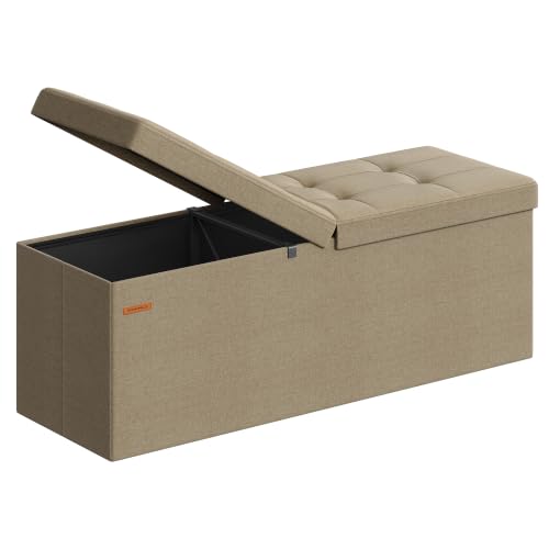 Image of SONGMICS 43.3 Inches Storage Ottoman, Foldable Bench with Flipping Lid