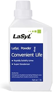 LaSyL Super Absorbent Powder - 50 Use, Solidify & Gel Urine in 1 Min, Deodorizer - Easy to Port Waste Liquid - for Camping Portable Toilet, Urinals, Bedside Commodes, Pet Potty etc-1LB