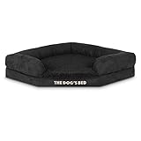 The Dog's Bed Orthopädisches Eck-Hundebett aus Memory-Schaum, Mittel, Schwarzes Plüsch, lindert Arthritis- und Hüftdysplasie-Schmerzen, Therapeutisch und Unterstützend, Tierärztlich Geprüft