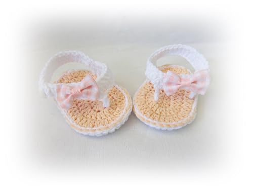 Baby Girl Flip Flops, Crochet Newborn Sandals, Baby Shoes (0-3 months)