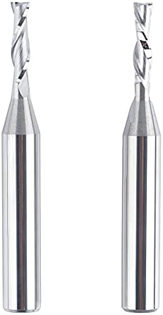 SYT Spiral Router Bits 1/8" Cutting Dia. with 1/4" Shank CNC Upcut End Mill & Downcut End Mill 2 inch Long for Woodwork