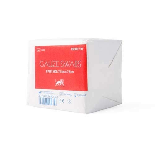 Gauze Swabs, 8ply, 7.5 cm x 7.5 cm, 100 Piece Amazon.co.uk Health