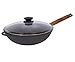 BIOL Gusseisen Wok-Pfanne 24 cm mit abnehmbarem Griff und Glas-Deckel - Induktion