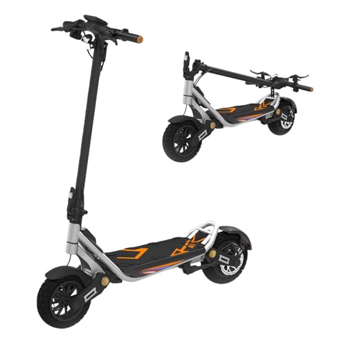 Patinete Electrico Adultos 10', 48V de la Batería y Motor Potente 800/1200. W, Patinete Electrico Plegable, Doble Suspensión & Doble Freno, Autonomía hasta 45KM, Velocidad Máx 25KM/H