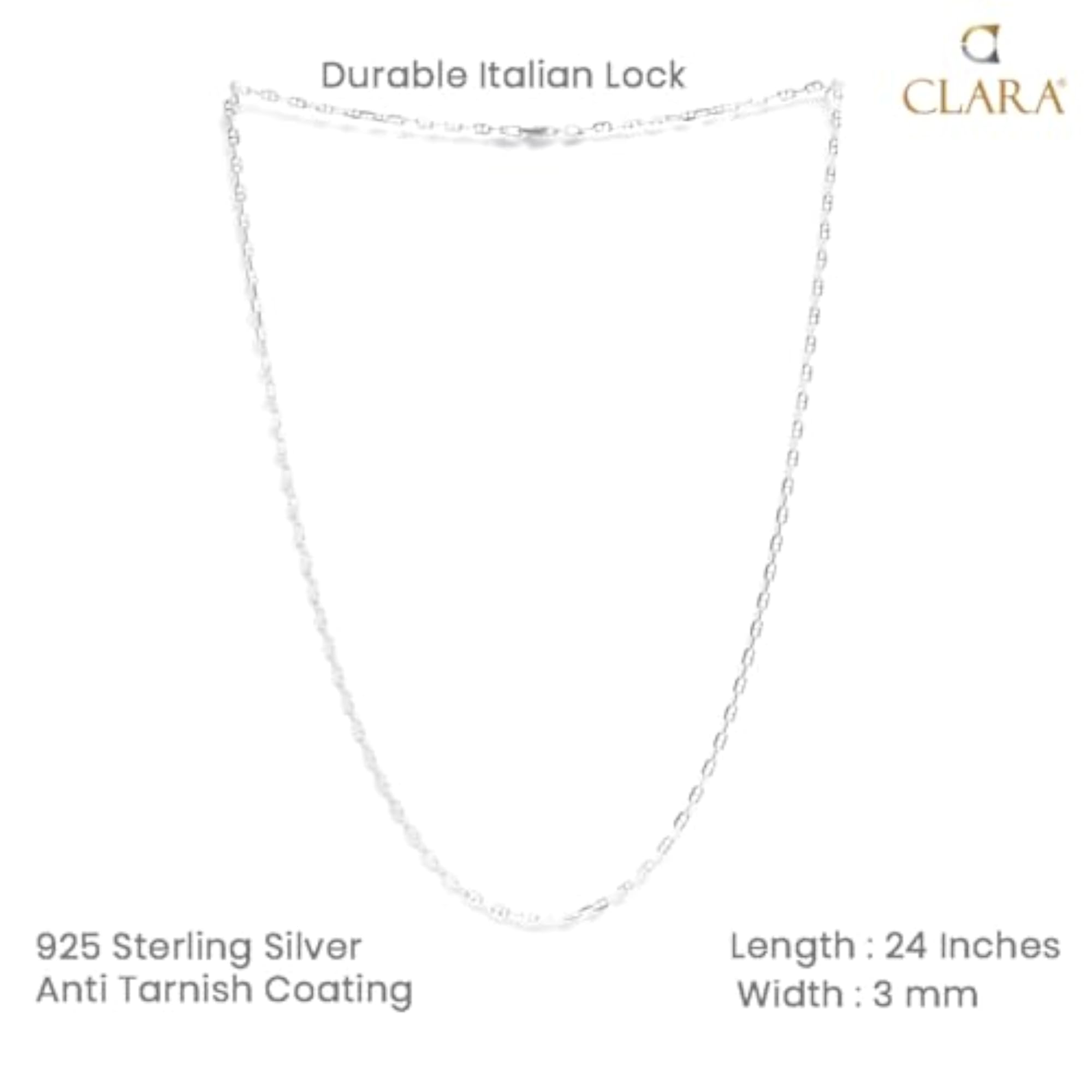 Men's 925 Sterling Silver Soren Chain Necklace, 24 Inches