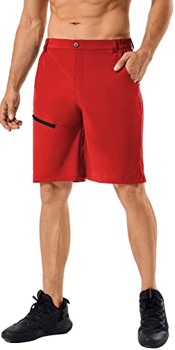 Men's Quick Dry Lightweight Stretch Cargo Hiking Shorts With 6 Pockets Red Large #TOP3