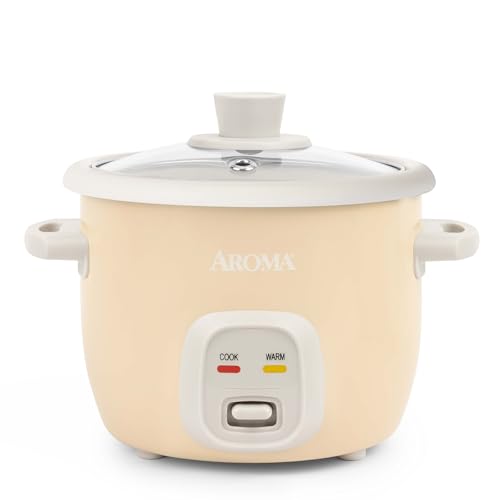 AROMA® Mini Rice Cooker, 2-Cup (Uncooked) / 4-Cup (Cooked), Grain Cooker, Soup Maker, Oatmeal Cooker, Auto Keep Warm, 1 Qt, Milk Tea, ARC-302NGMT