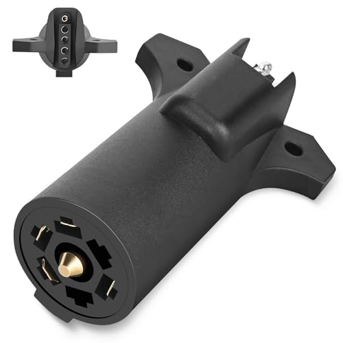 Nilight 7-Way to 5 Way Flat Blade Trailer Adapter Waterproof Rugged Nylon Housing 7 pin to 5-pin Wiring Adapter