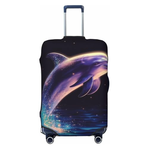 Travel Luggage Cover Elastic Anti-Scratch Suitcase Protector Washable Travel Suitcase Cover Glitter Dolphin Luggage Protector Fits 18-32 Inch Suitcase