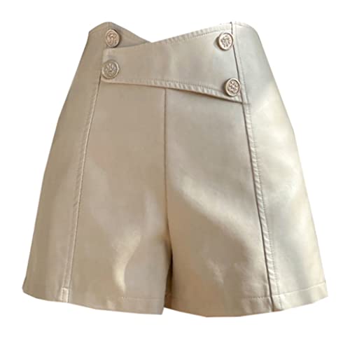 Short en cuir PU pour femme modèle d'automne et hiver à boutons