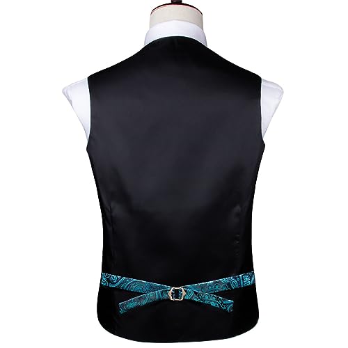 Slim Fit 4 Piece Vest Tie Pocket Square Cufflinks Silk Men Vest Tie Set Suit Dresses Wedding Paisley Floral Vest4