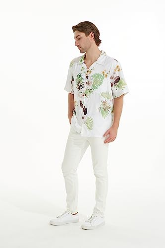Image of Matchable Couple Hawaiian Shirt or Dress Signature Prints Pineapple | Sold Individually; Matchable Couple Collection; Soft Comfortable Fabric; Signature Tropical Prints; Vacation Ready