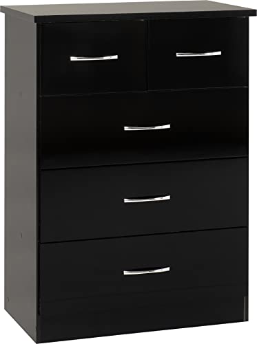 Seconique Nevada 3+2 Drawer Chest in Black Gloss