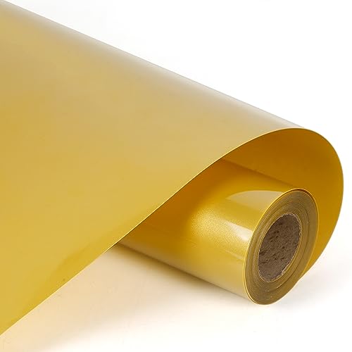 Image of RENLITONG Golden HTV Iron on Vinyl 12Inch by 10ft Roll HTV Heat Transfer Vinyl for T-Shirt HTV Vinyl Rolls for All Cutter Machine - Easy to Cut & Weed for Heat Vinyl Design