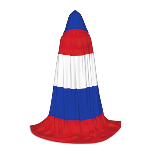 Costume médiéval unisexe avec cape à capuche imprimée drapeau russe de la Renaissance