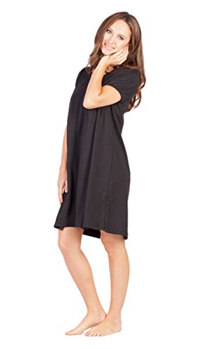 Savi Mom Nursing Nightgown with Nursing Slits L Black