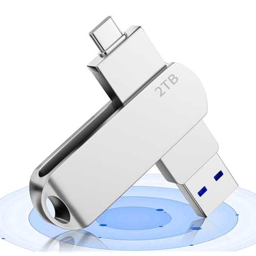 【2TB 大容量】 USBメモリ 2TB 大容量 USB&Type-C メモリー フラッシュメモリ 外付けメモリ 360度回転 スマホ用 Mac・Windows PC・Padなど対応 合金製 防水 防塵 耐久性あり 高速 タイプC 銀色