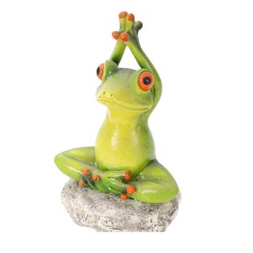 Bustlwor Frosch Statue, Gartenfigur Frosch, Sitzende Dekofigur Frosch, für Balkon, Terrasse, am Teich, Kunststein(Grün)