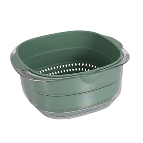 BESTOYARD 実用的な二層式プラスチック?水? フルーツ洗浄容器 水切りボウルとザル離可能 野菜果物洗い用ストレーナー シンク用 再利用可能