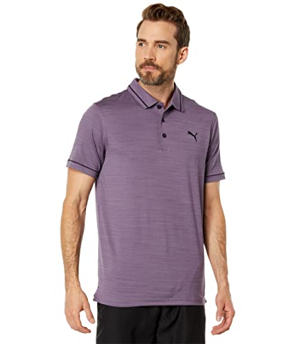 PUMA Cloudspun Monarch Polo Purple Charcoal Heather/Puma Black LG