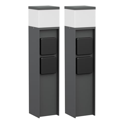 ledscom.de 2 pz. luce di percorso/bitta luminosa PODEL per esterni, IP44, 39 cm, antracite, 1x G9 max. 10W, 2 prese